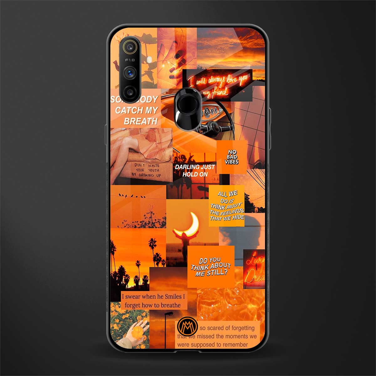 orange aesthetic glass case for realme narzo 10a image