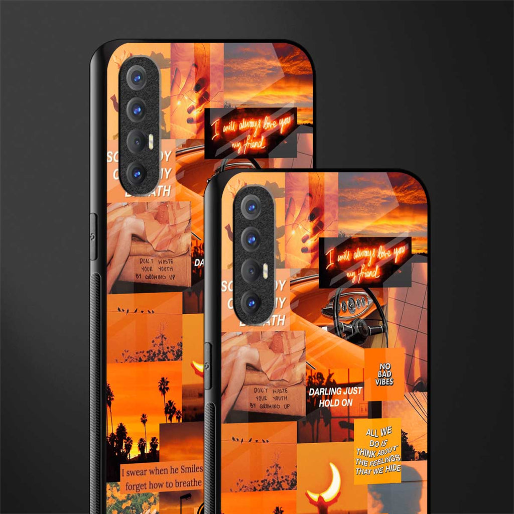 orange aesthetic glass case for oppo reno 3 pro image-2