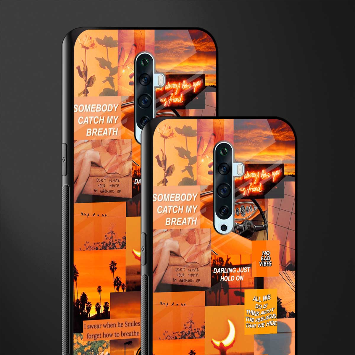 orange aesthetic glass case for oppo reno 2f image-2