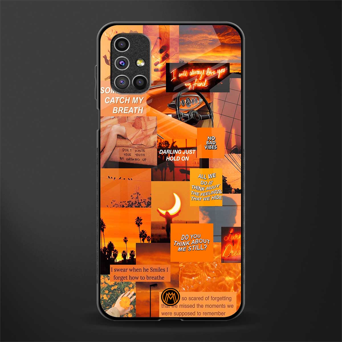 orange aesthetic glass case for samsung galaxy m51 image