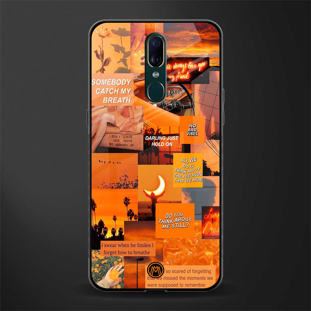 orange aesthetic glass case for oppo a9 image