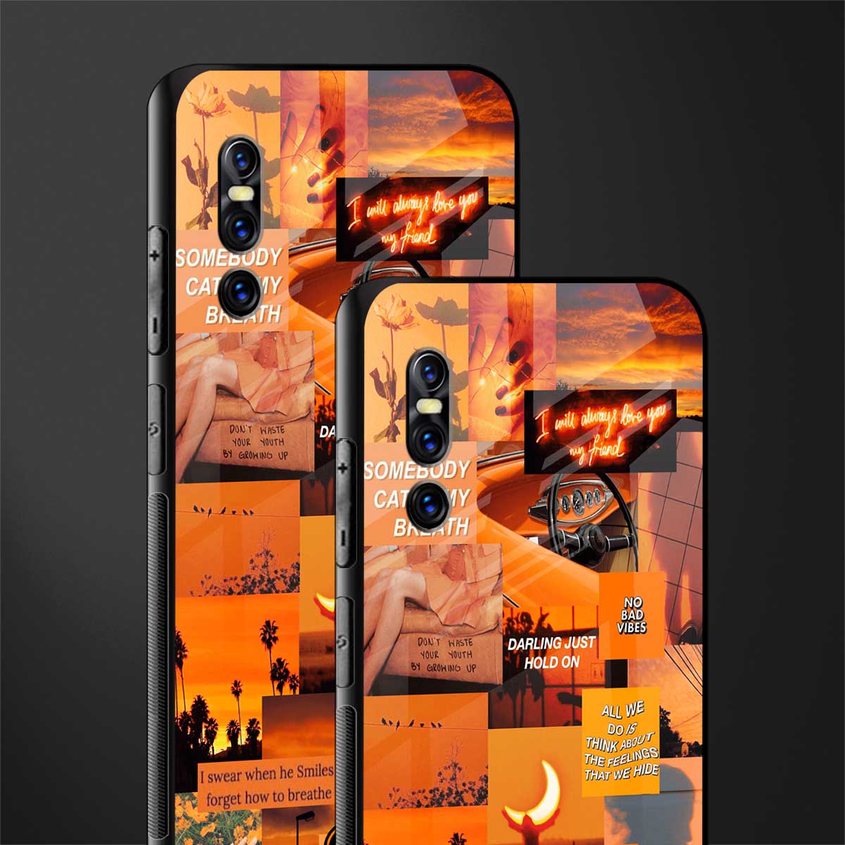 orange aesthetic glass case for vivo v15 pro image-2