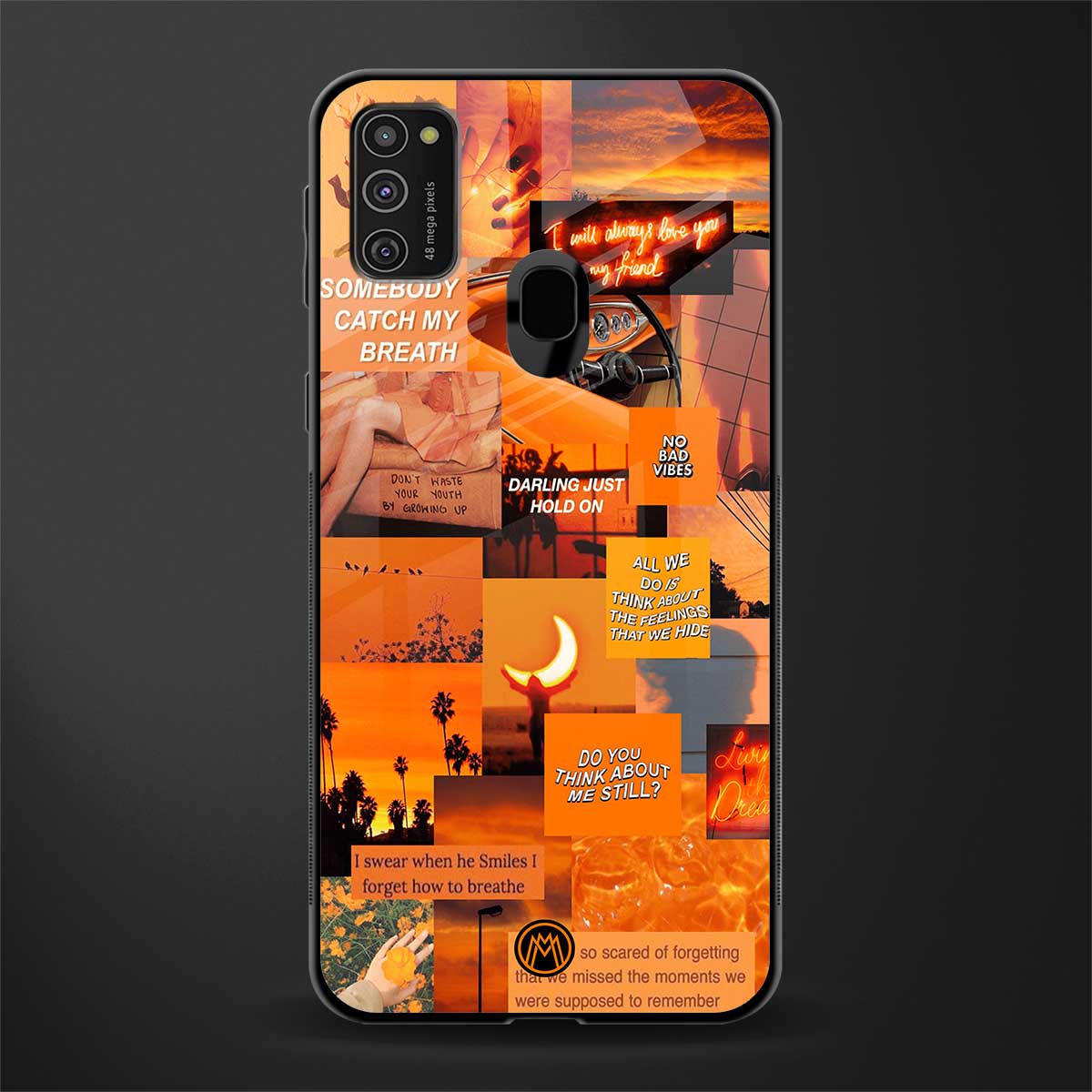 orange aesthetic glass case for samsung galaxy m30s image