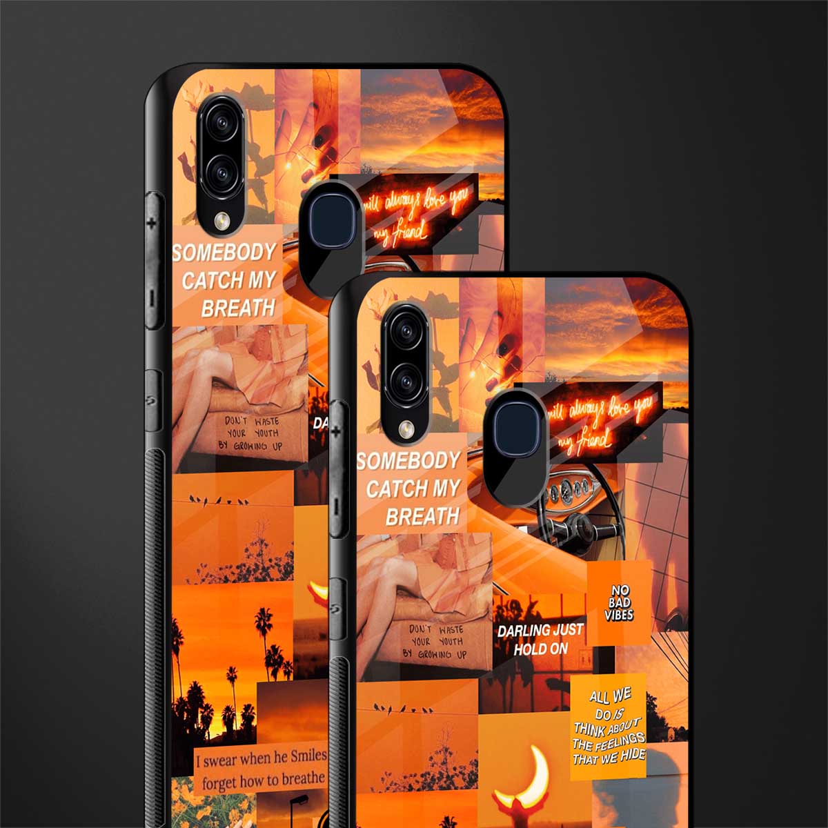 orange aesthetic glass case for samsung galaxy a20 image-2