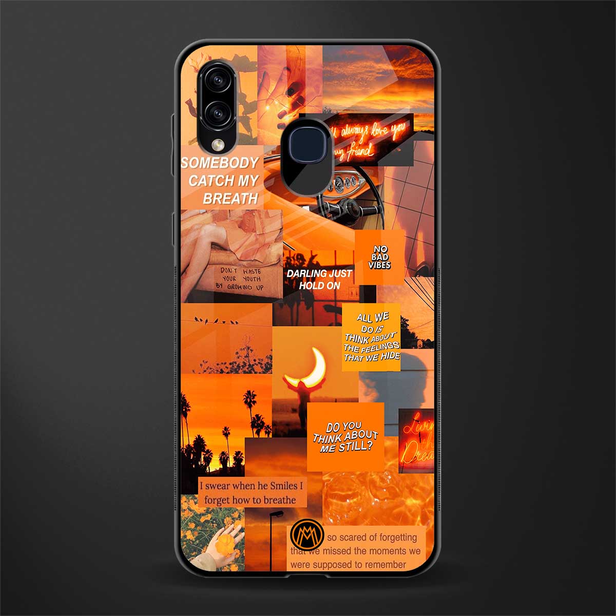 orange aesthetic glass case for samsung galaxy a20 image