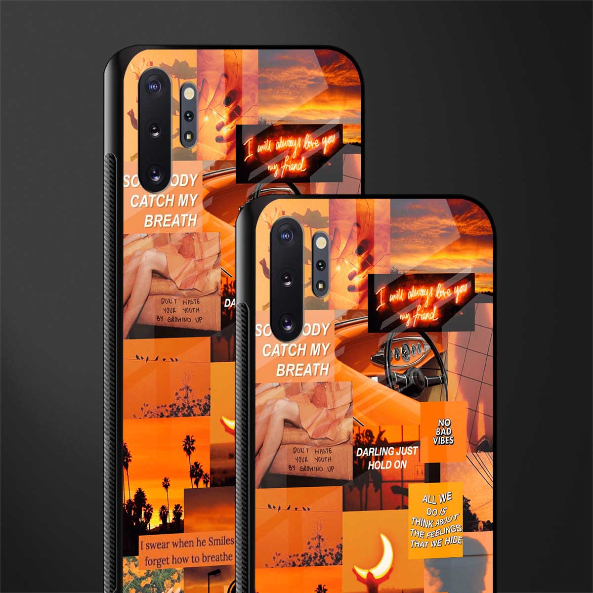 orange aesthetic glass case for samsung galaxy note 10 plus image-2