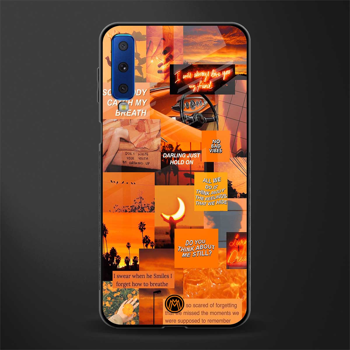 orange aesthetic glass case for samsung galaxy a7 2018 image