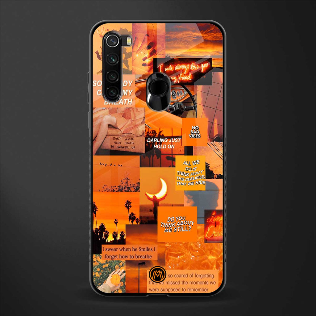 orange aesthetic glass case for redmi note 8 image
