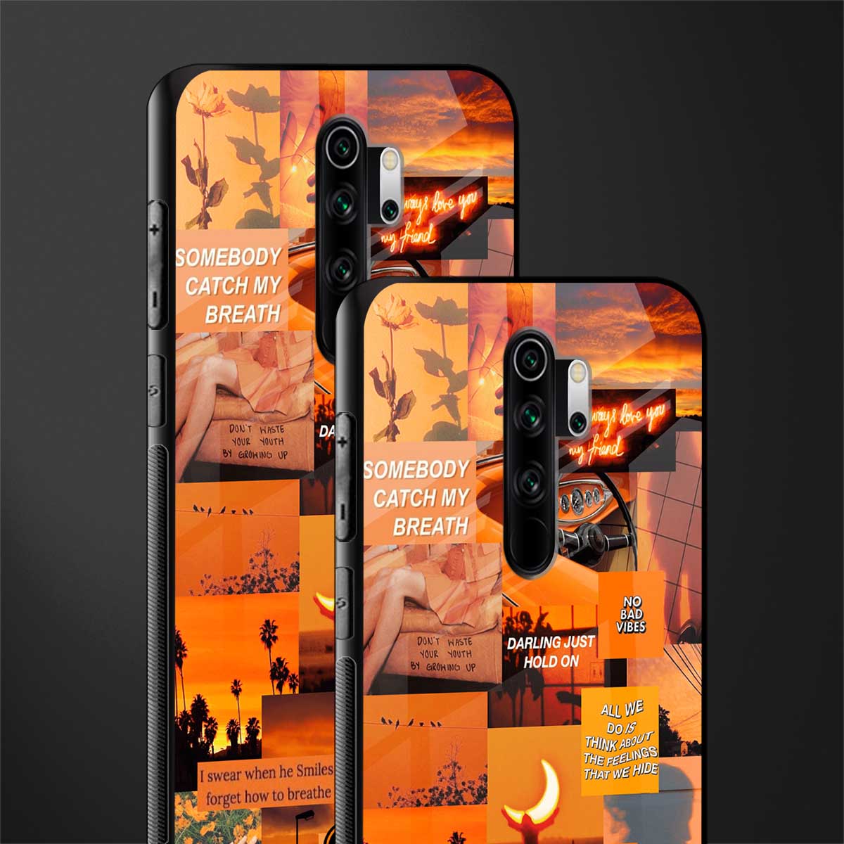 orange aesthetic glass case for redmi note 8 pro image-2