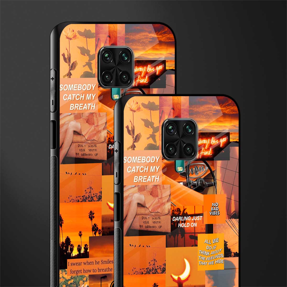 orange aesthetic glass case for redmi note 9 pro image-2