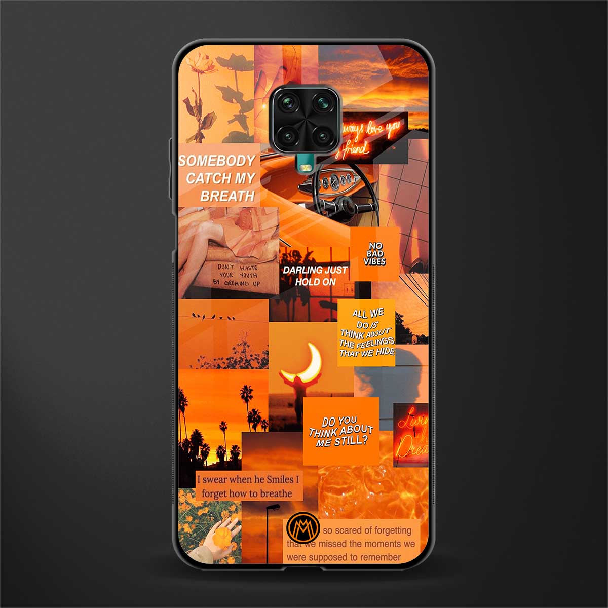 orange aesthetic glass case for redmi note 9 pro image