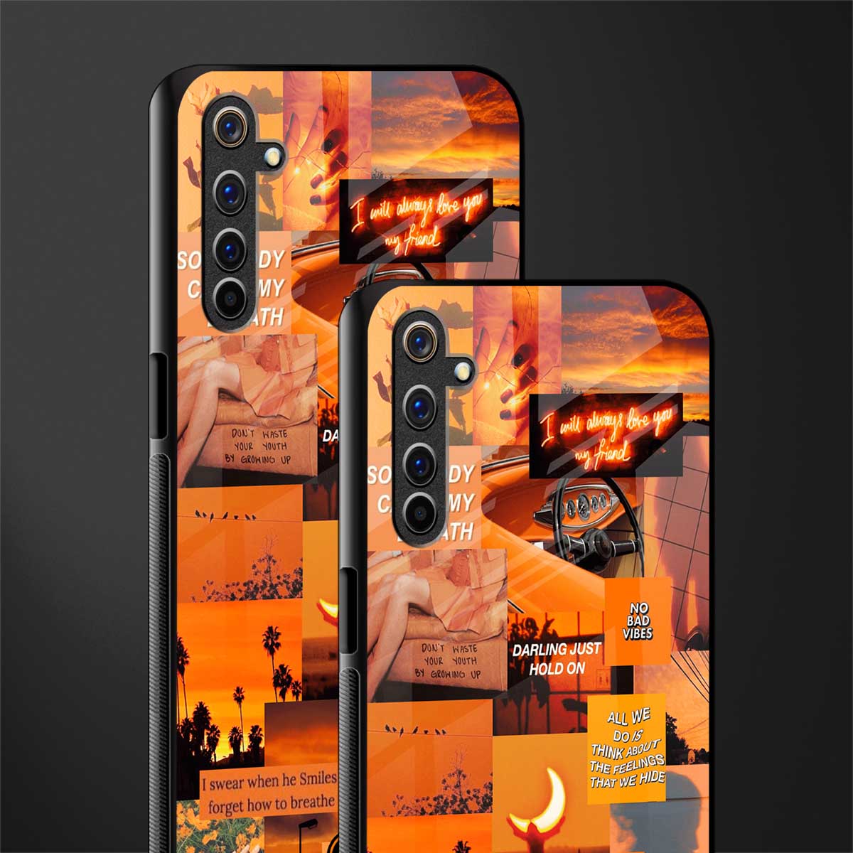 orange aesthetic glass case for realme 6 pro image-2