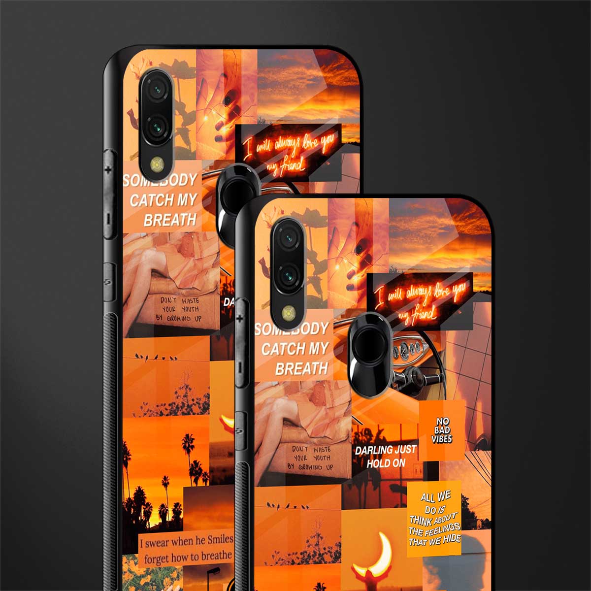 orange aesthetic glass case for redmi y3 image-2