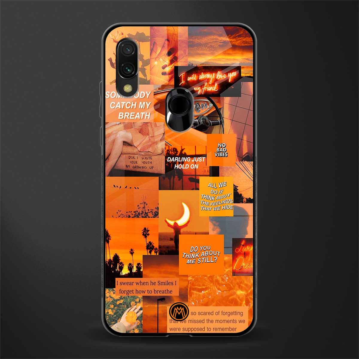 orange aesthetic glass case for redmi y3 image