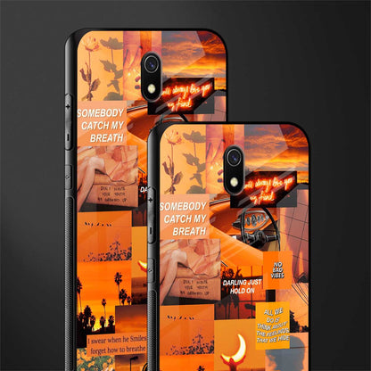 orange aesthetic glass case for redmi 8a image-2