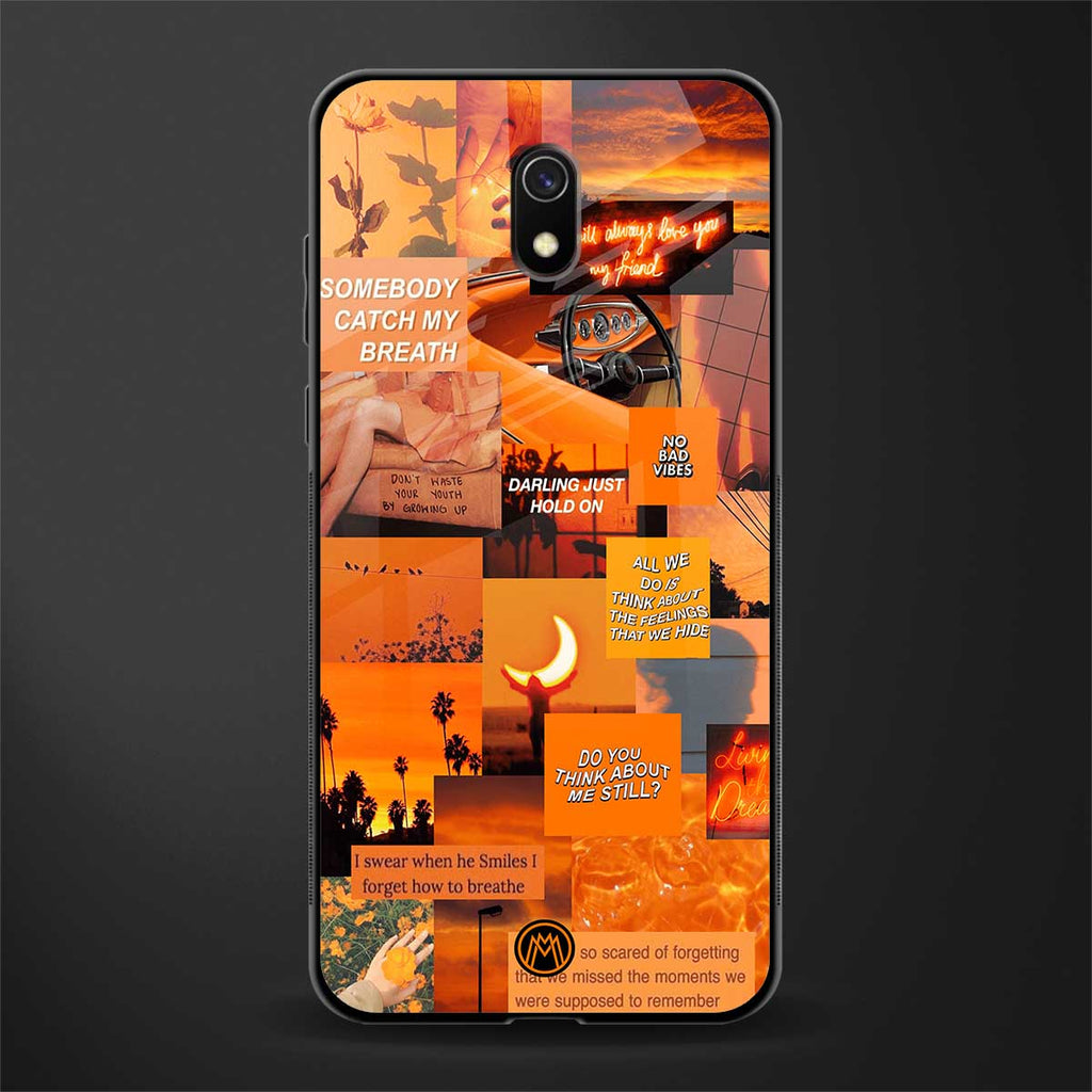 orange aesthetic glass case for redmi 8a image