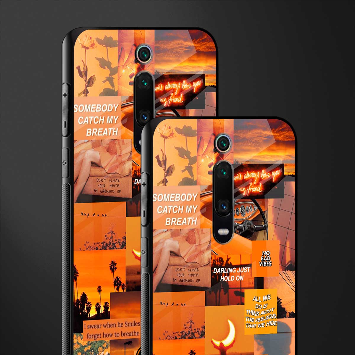 orange aesthetic glass case for redmi k20 image-2