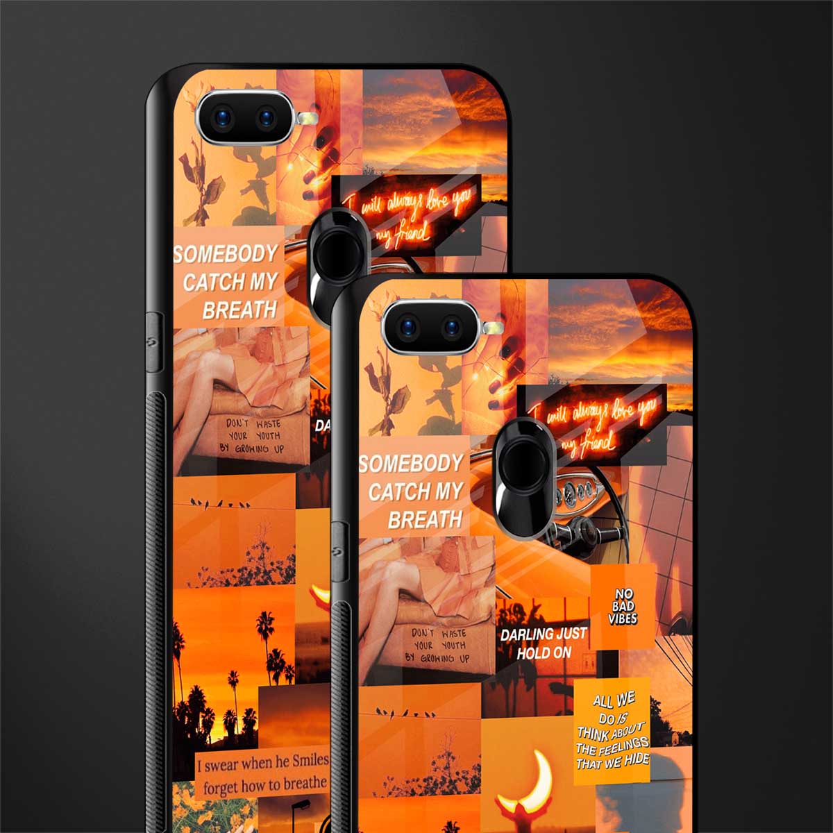 orange aesthetic glass case for oppo a12 image-2