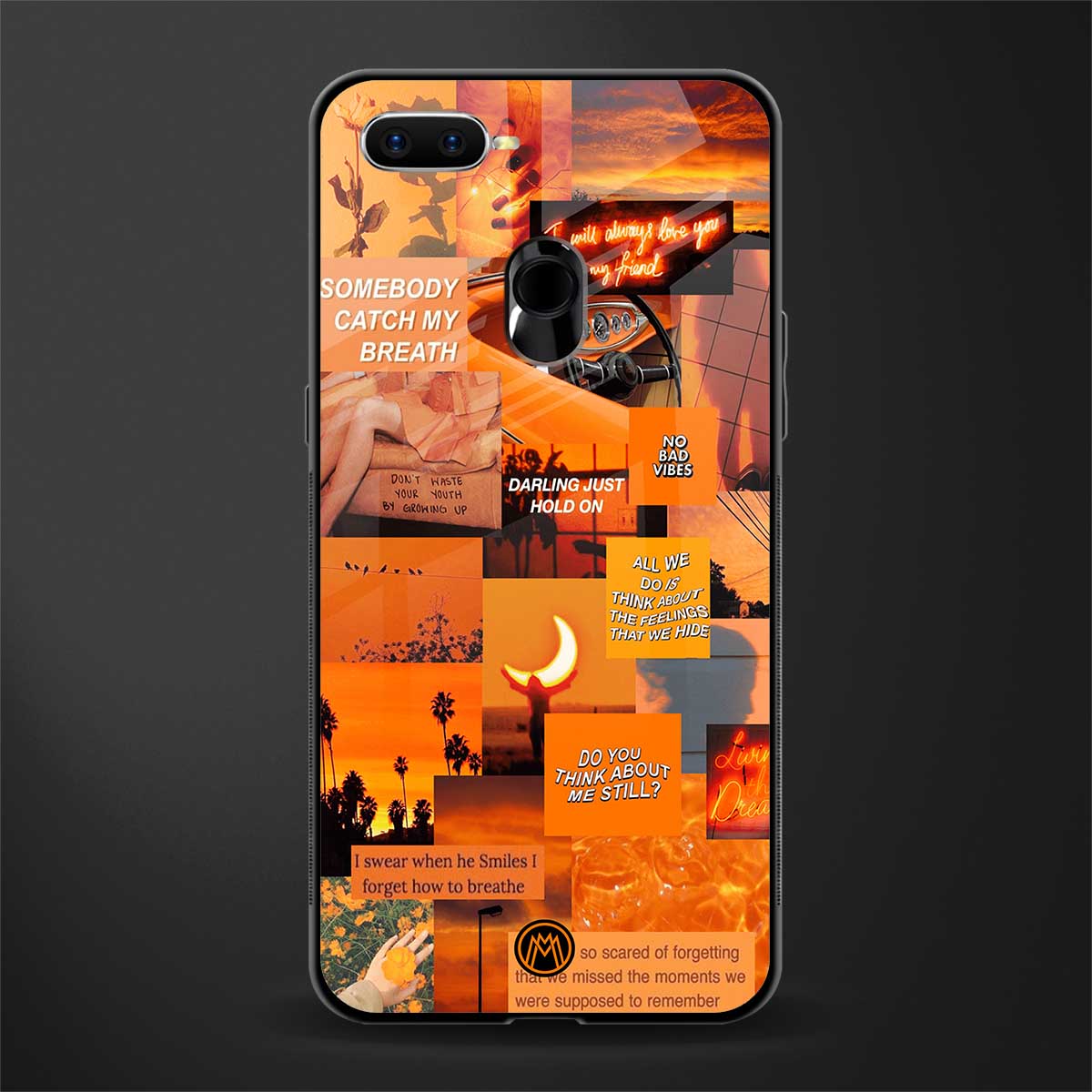 orange aesthetic glass case for oppo a7 image
