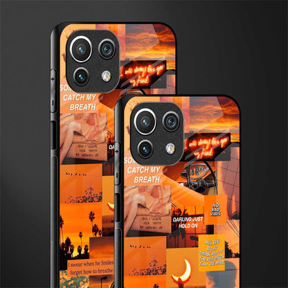orange aesthetic glass case for mi 11 lite image-2