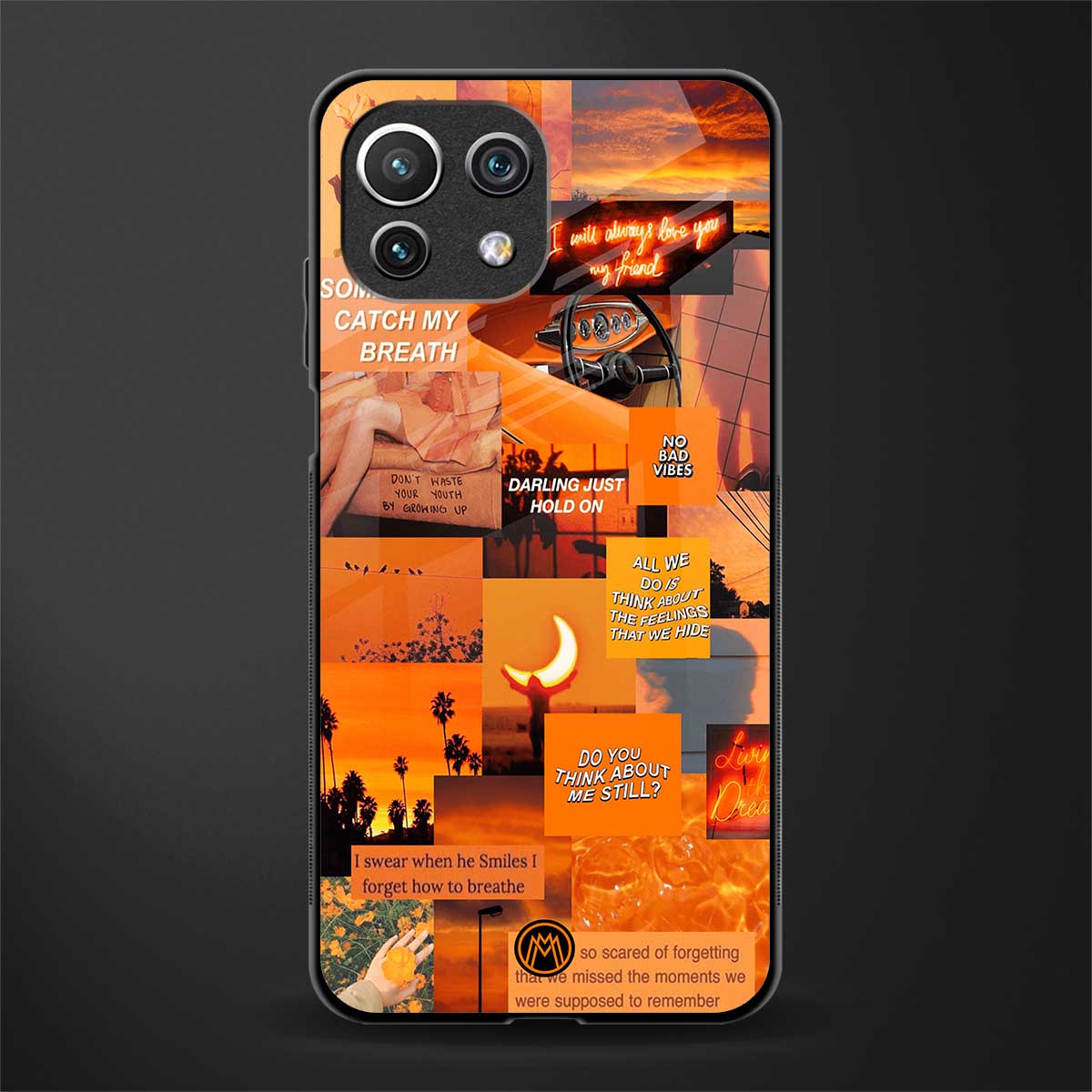 orange aesthetic glass case for mi 11 lite image