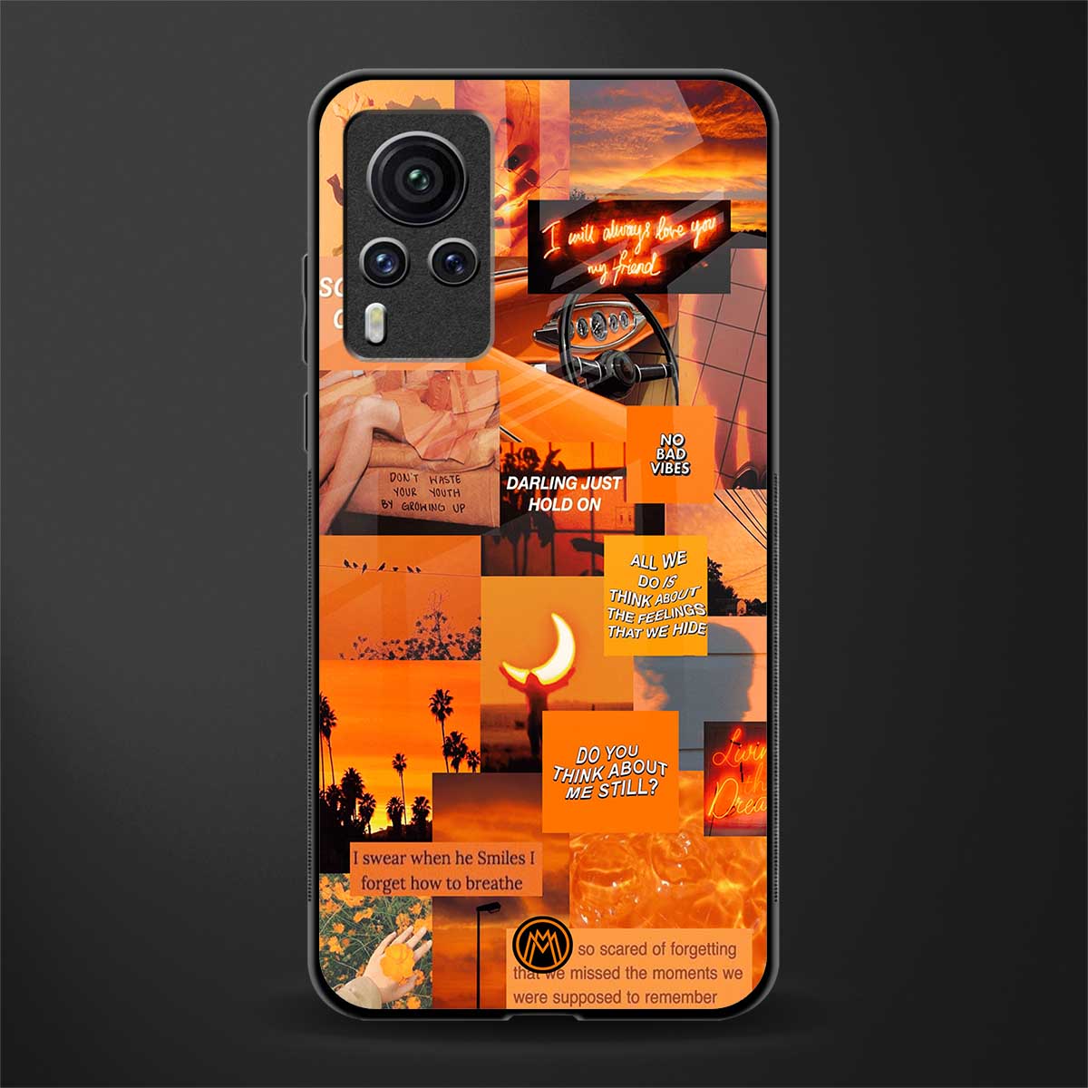 orange aesthetic glass case for vivo x60 pro image