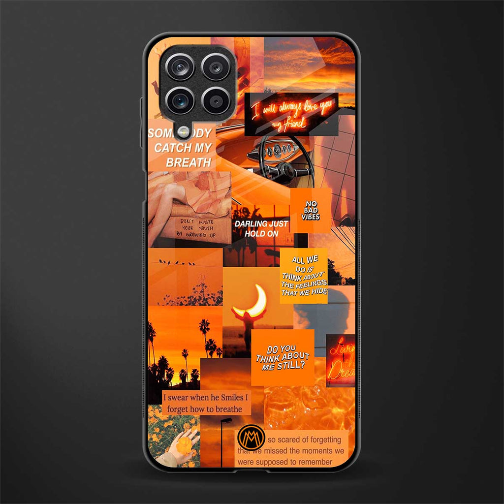 orange aesthetic back phone cover | glass case for samsung galaxy a22 4g