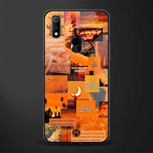 orange aesthetic glass case for realme 3 pro image