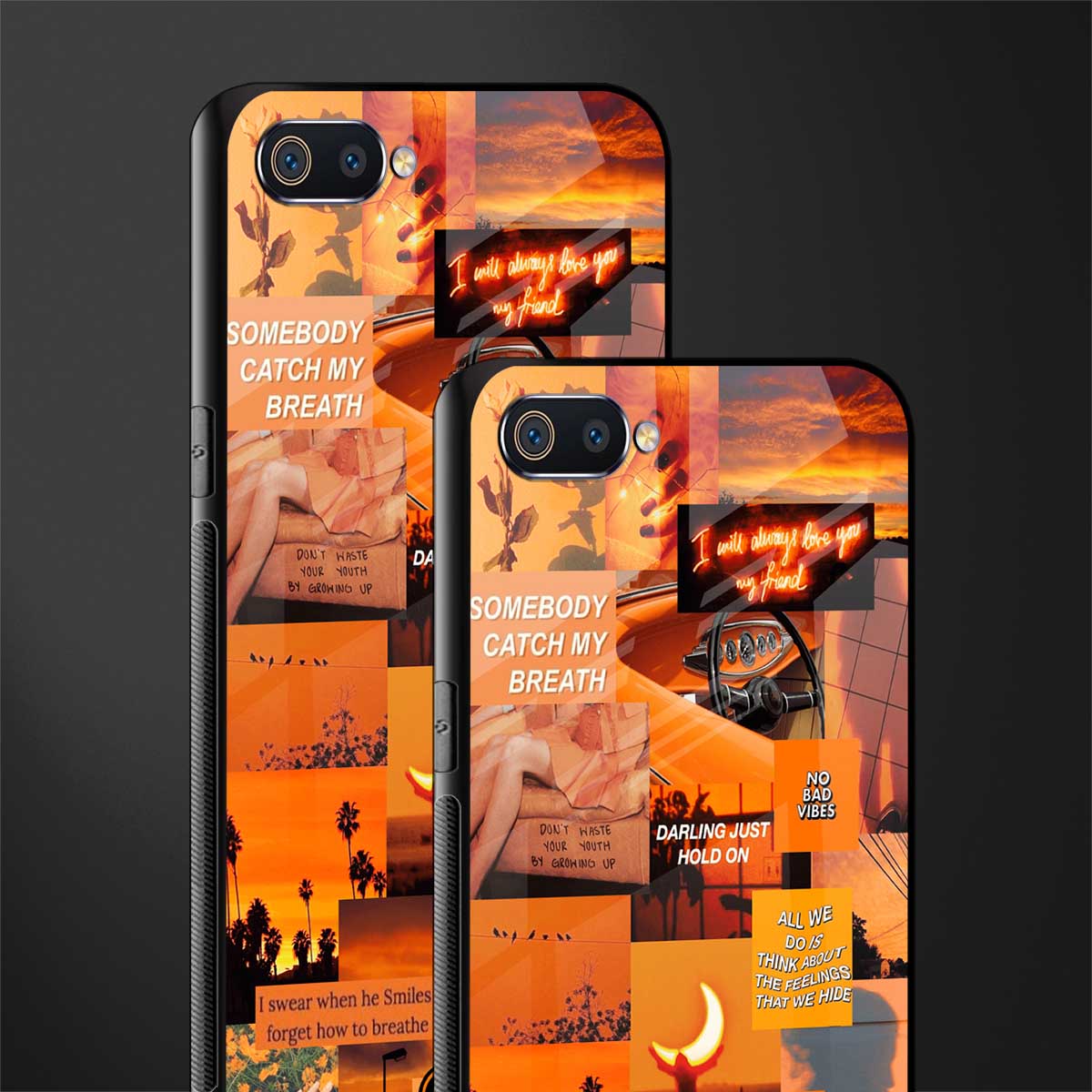 orange aesthetic glass case for realme c2 image-2
