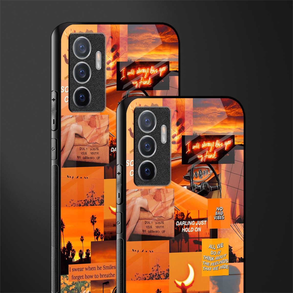 orange aesthetic glass case for vivo v23e image-2