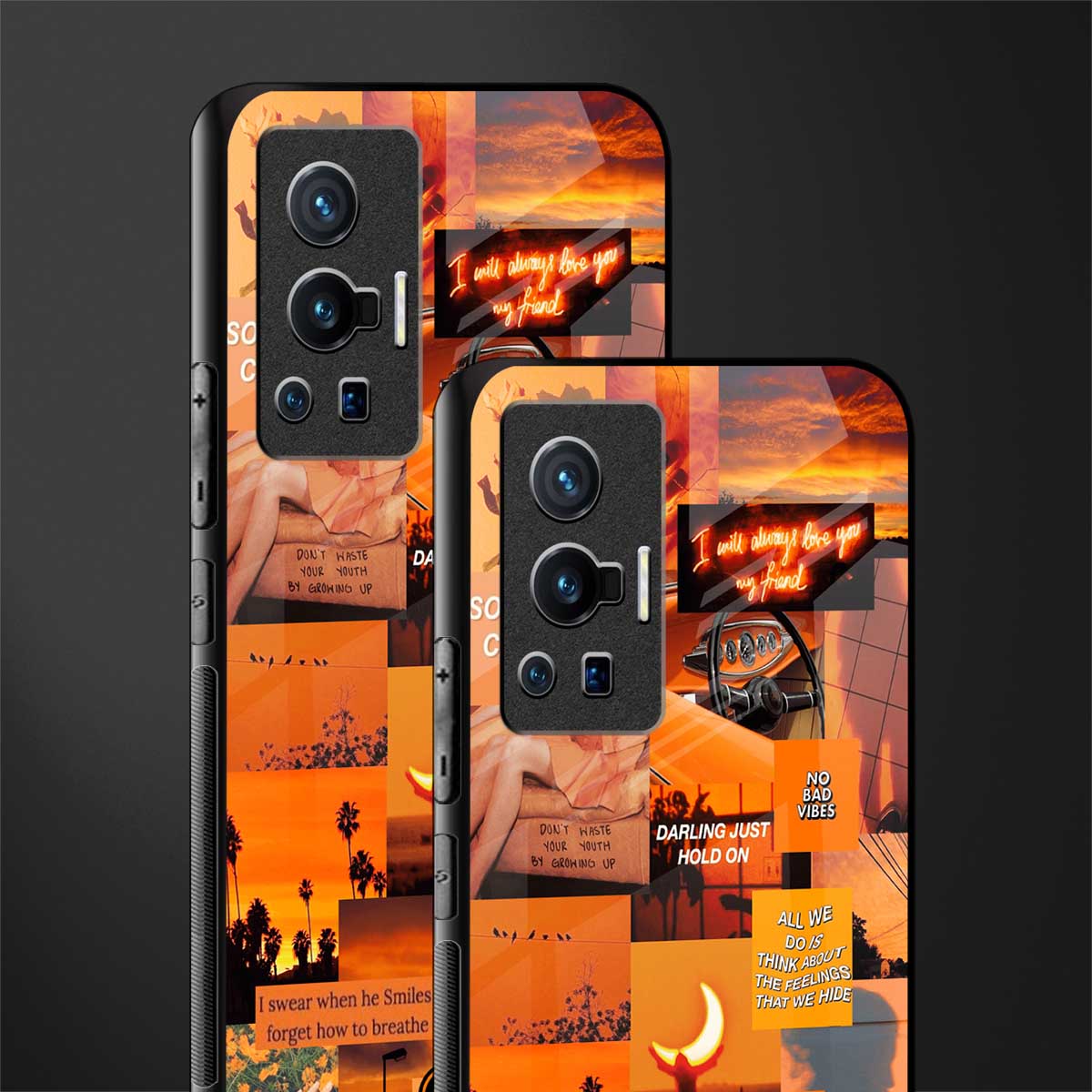 orange aesthetic glass case for vivo x70 pro image-2