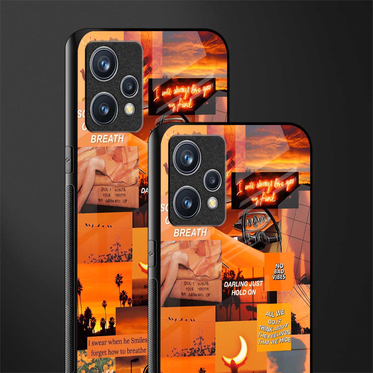 orange aesthetic glass case for realme 9 4g image-2