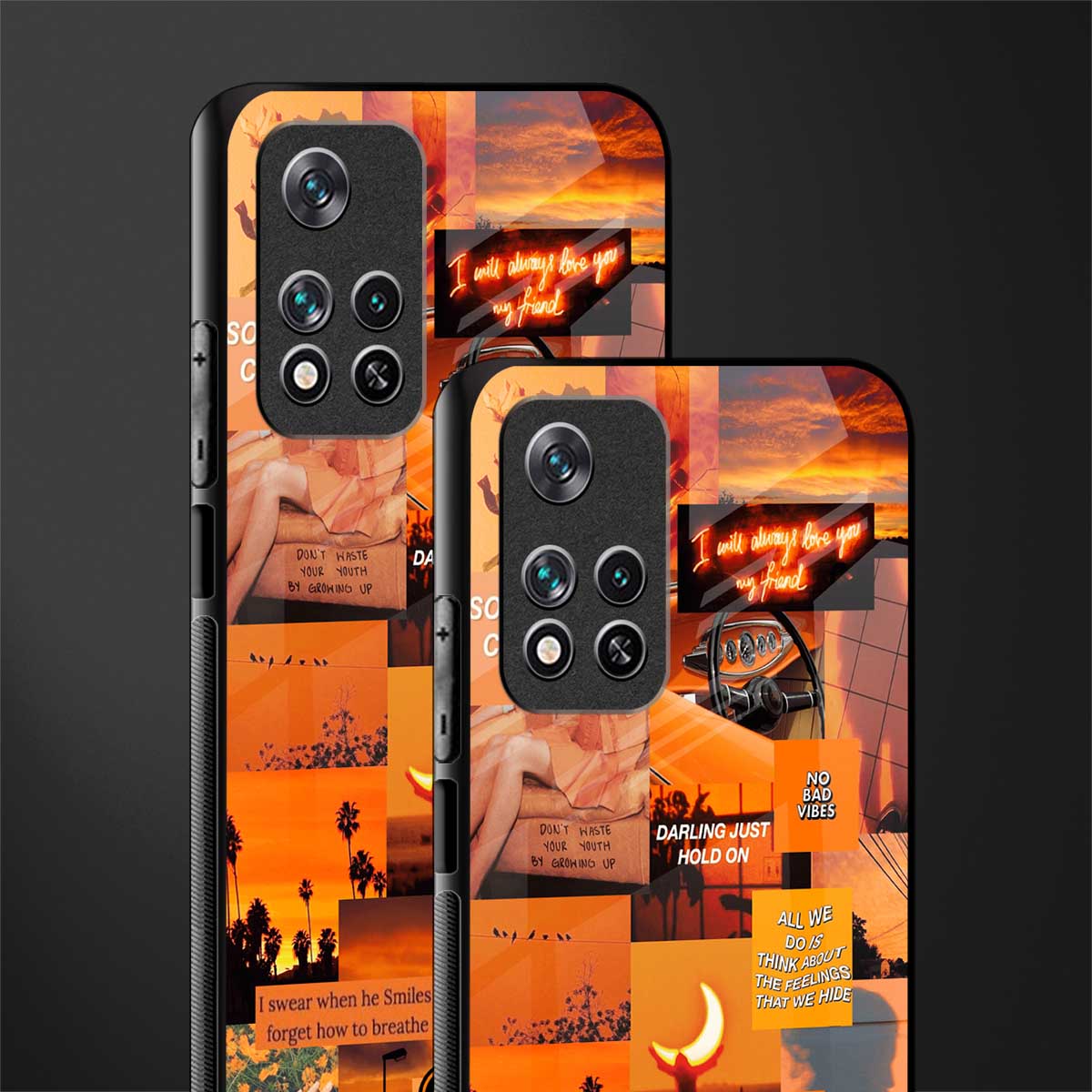 orange aesthetic glass case for poco m4 pro 5g image-2