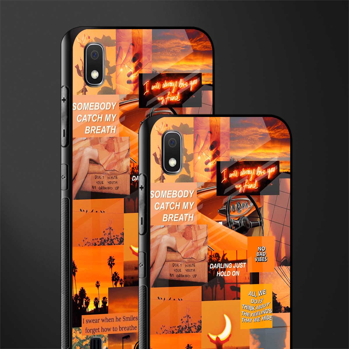 orange aesthetic glass case for samsung galaxy a10 image-2