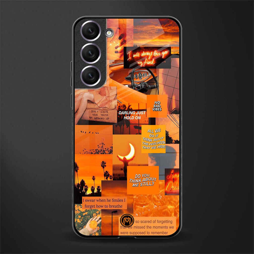 orange aesthetic glass case for samsung galaxy s22 plus 5g image