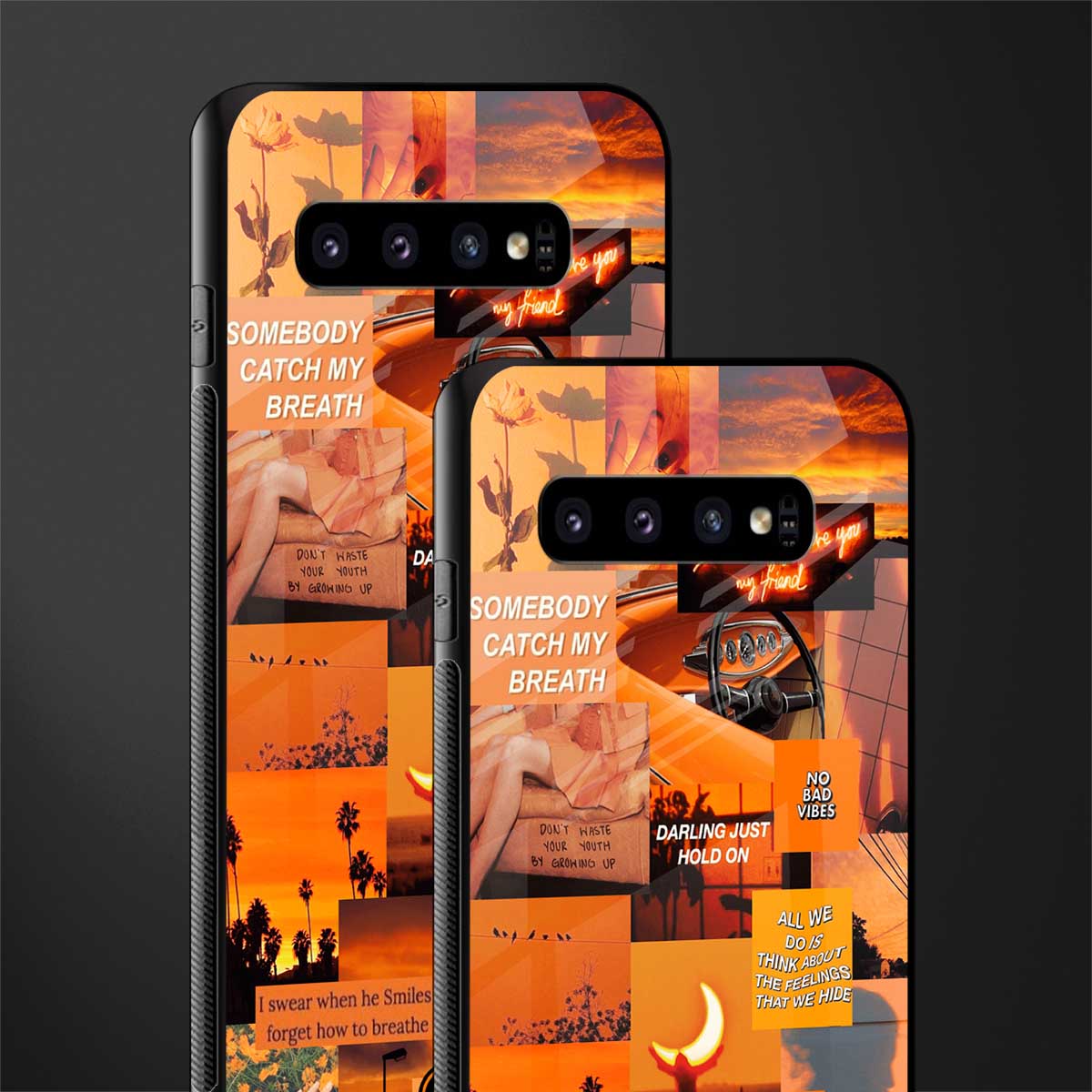 orange aesthetic glass case for samsung galaxy s10 plus image-2