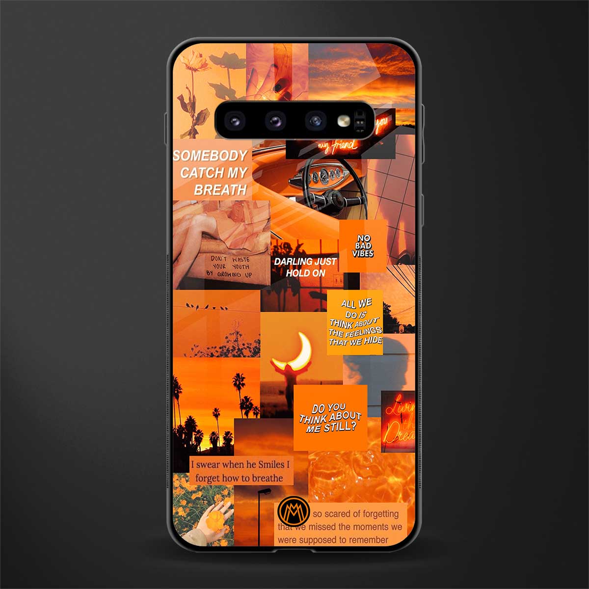 orange aesthetic glass case for samsung galaxy s10 plus image