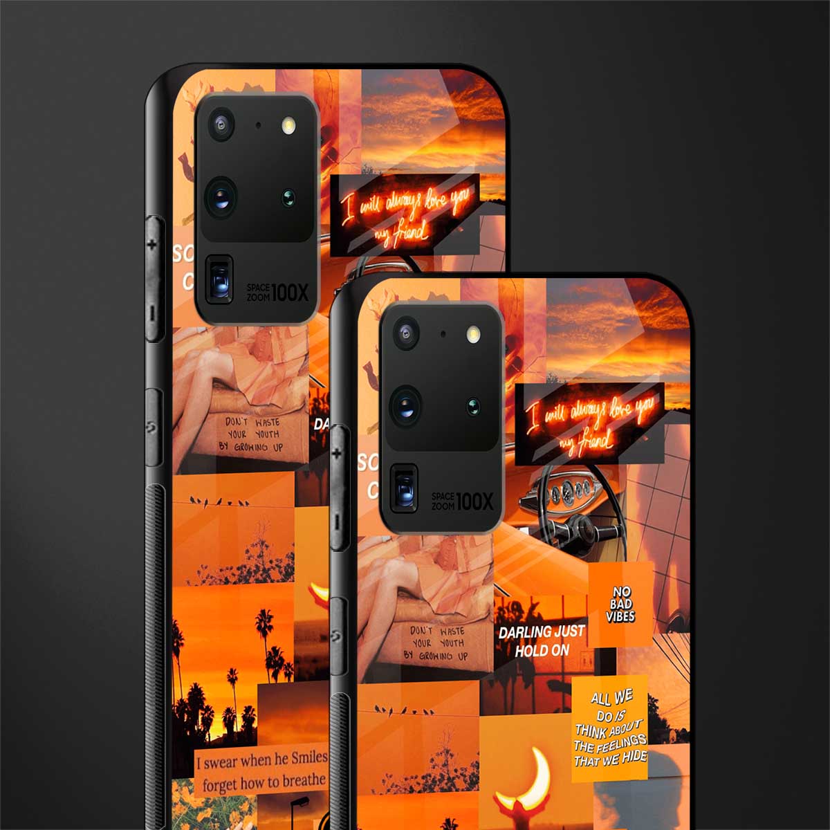orange aesthetic glass case for samsung galaxy s20 ultra image-2