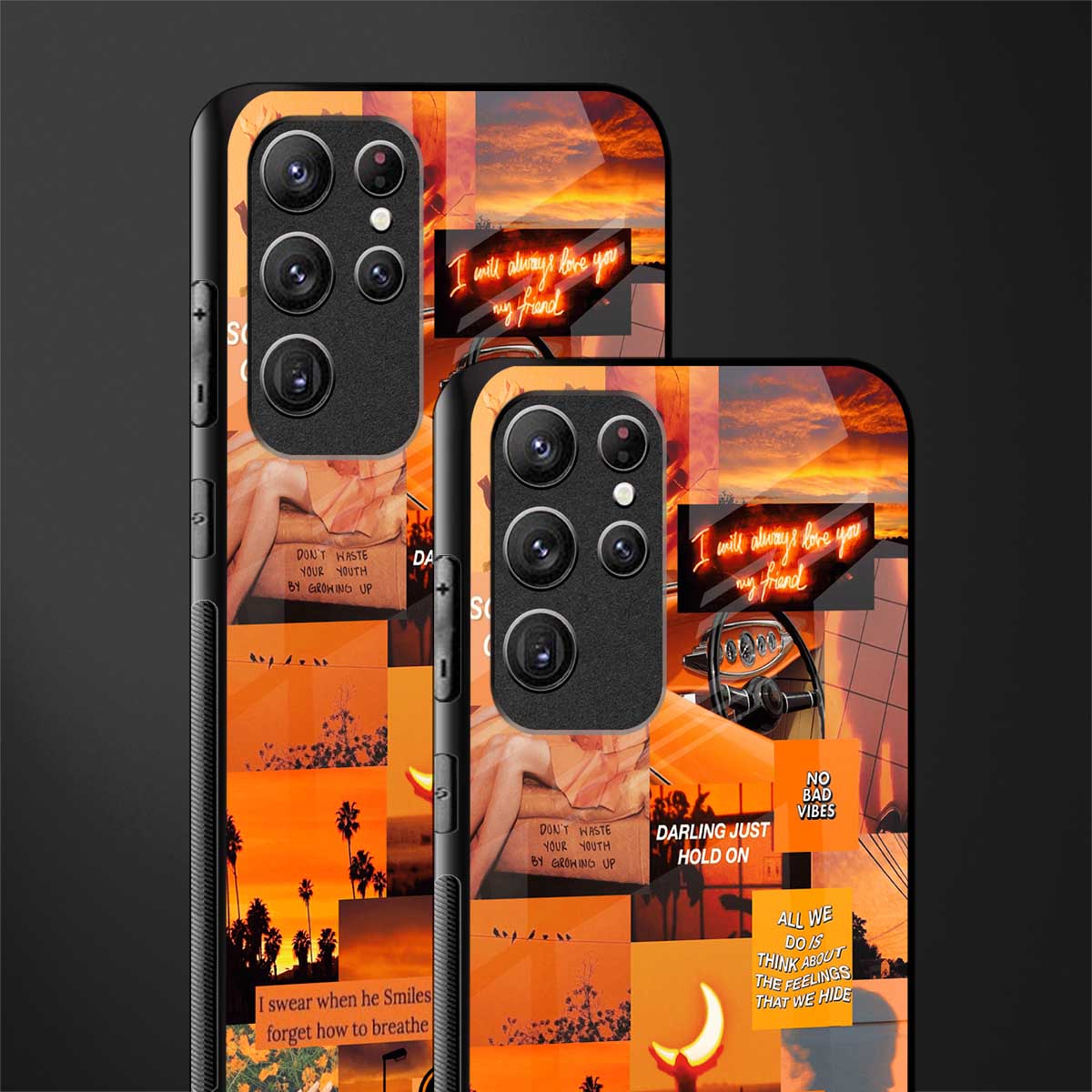 orange aesthetic glass case for samsung galaxy s22 ultra 5g image-2
