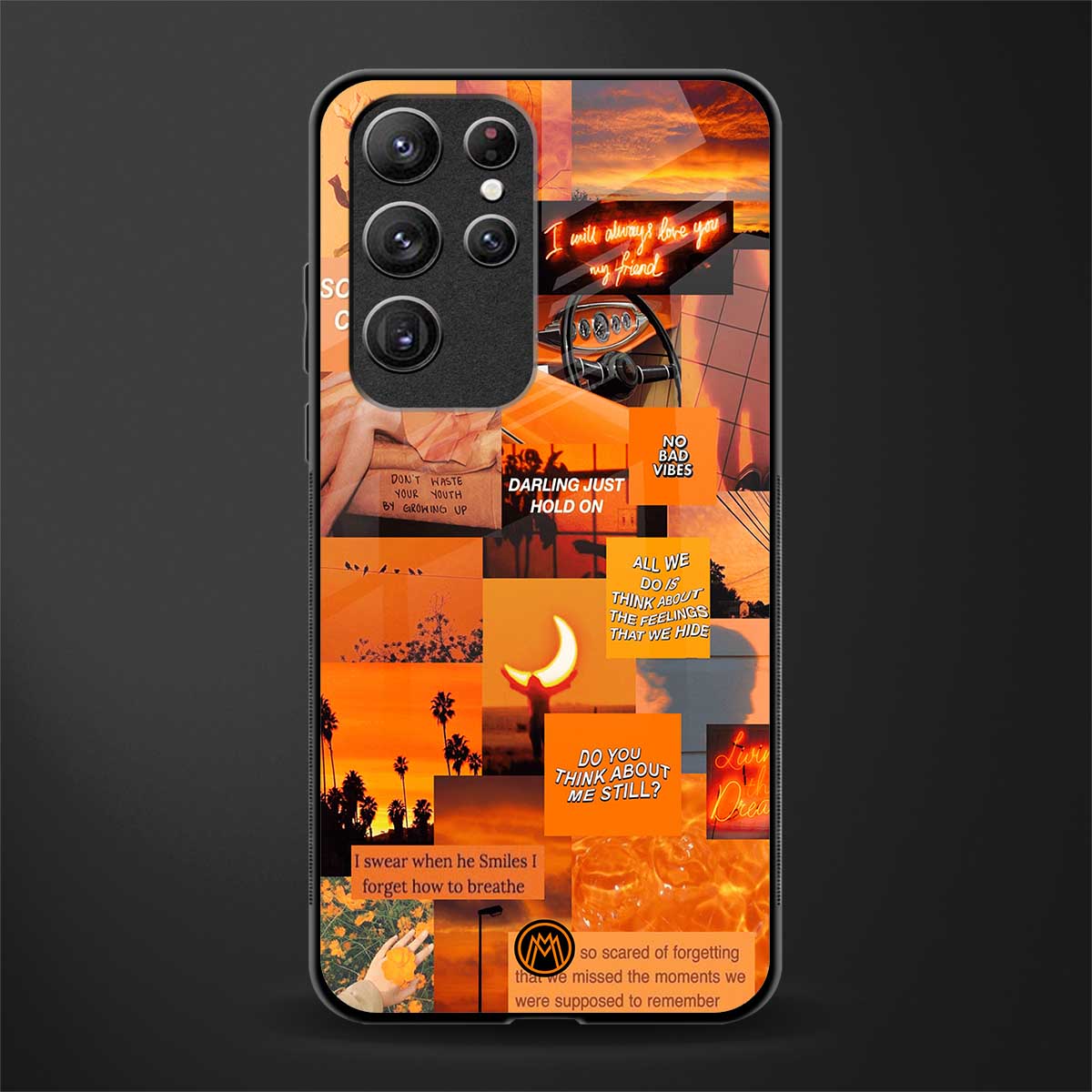 orange aesthetic glass case for samsung galaxy s22 ultra 5g image