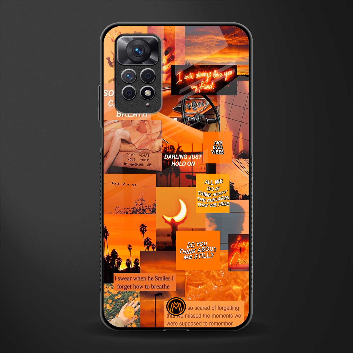 orange aesthetic glass case for redmi note 11s image