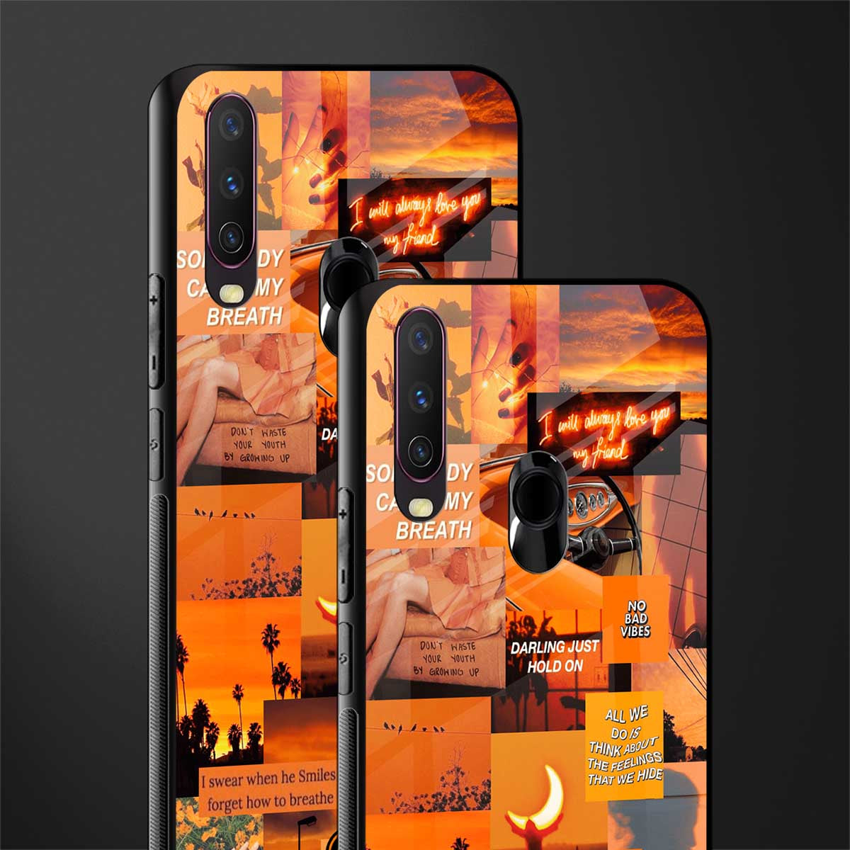 orange aesthetic glass case for vivo y12 image-2