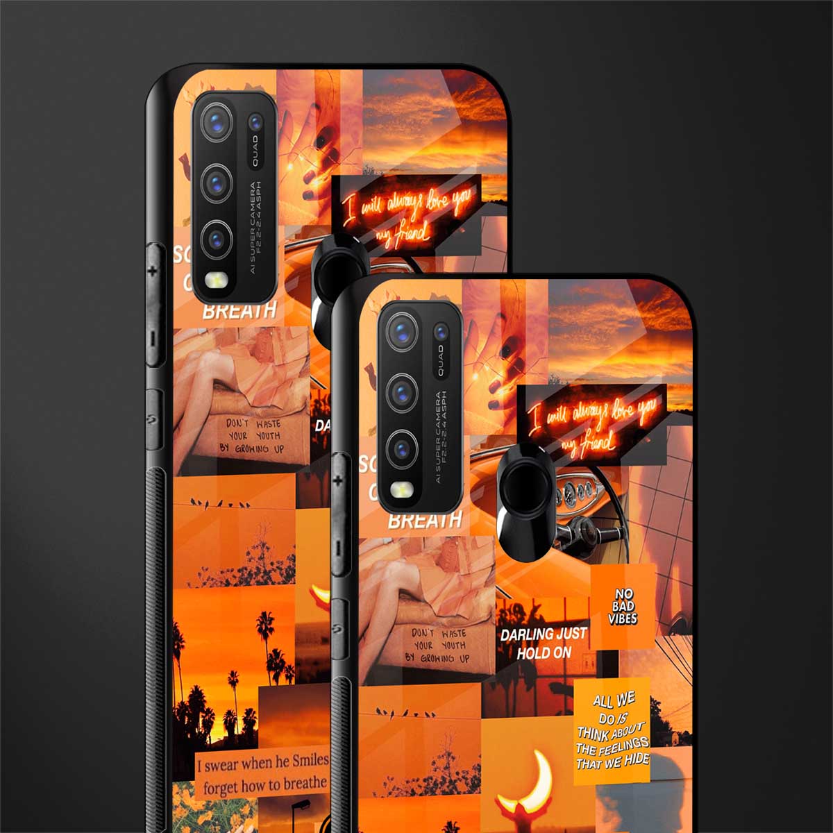 orange aesthetic glass case for vivo y50 image-2