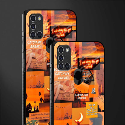 orange aesthetic glass case for samsung galaxy a21s image-2