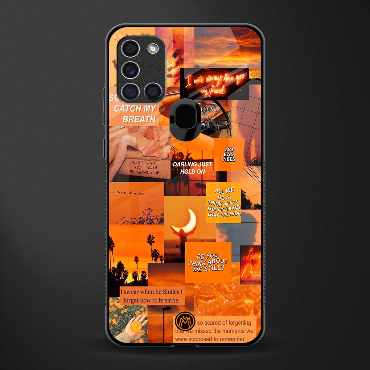 orange aesthetic glass case for samsung galaxy a21s image
