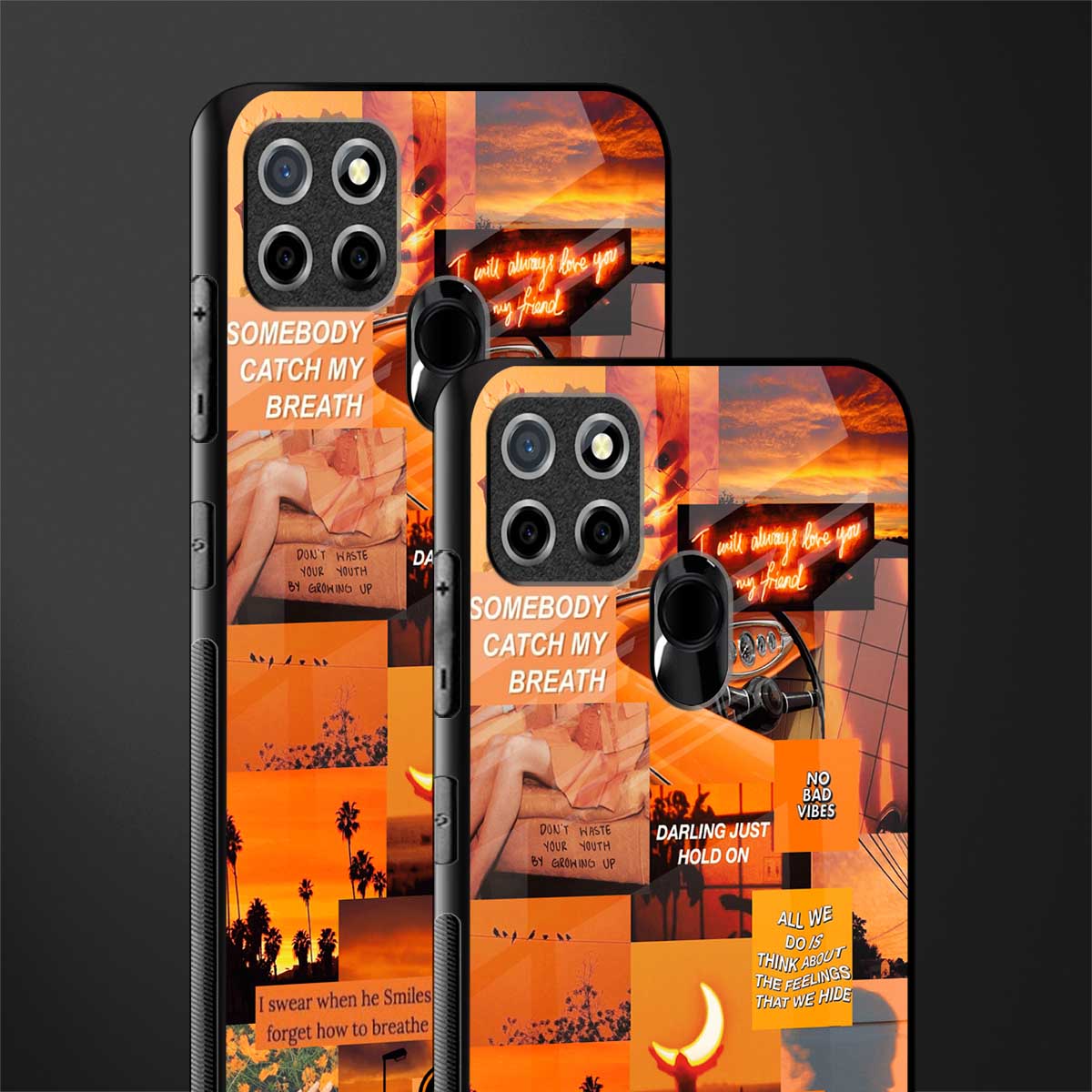 orange aesthetic glass case for realme narzo 30a image-2