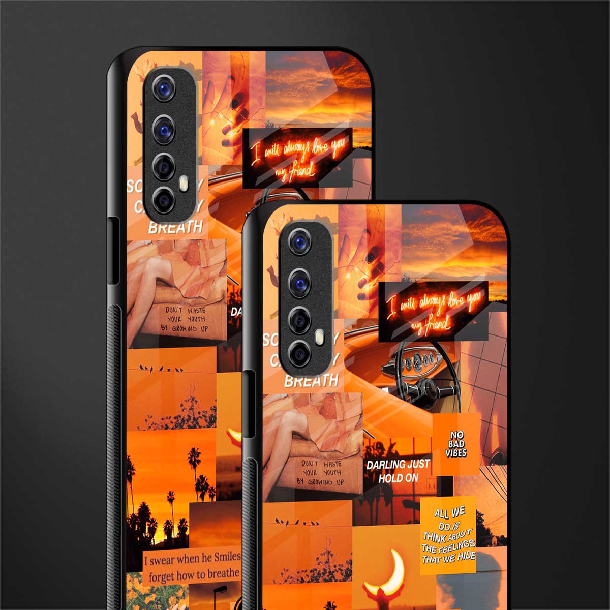 orange aesthetic glass case for realme 7 image-2