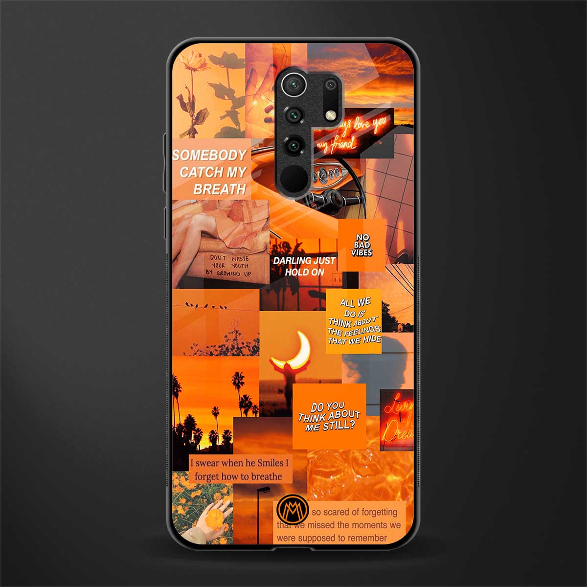 orange aesthetic glass case for redmi 9 prime image