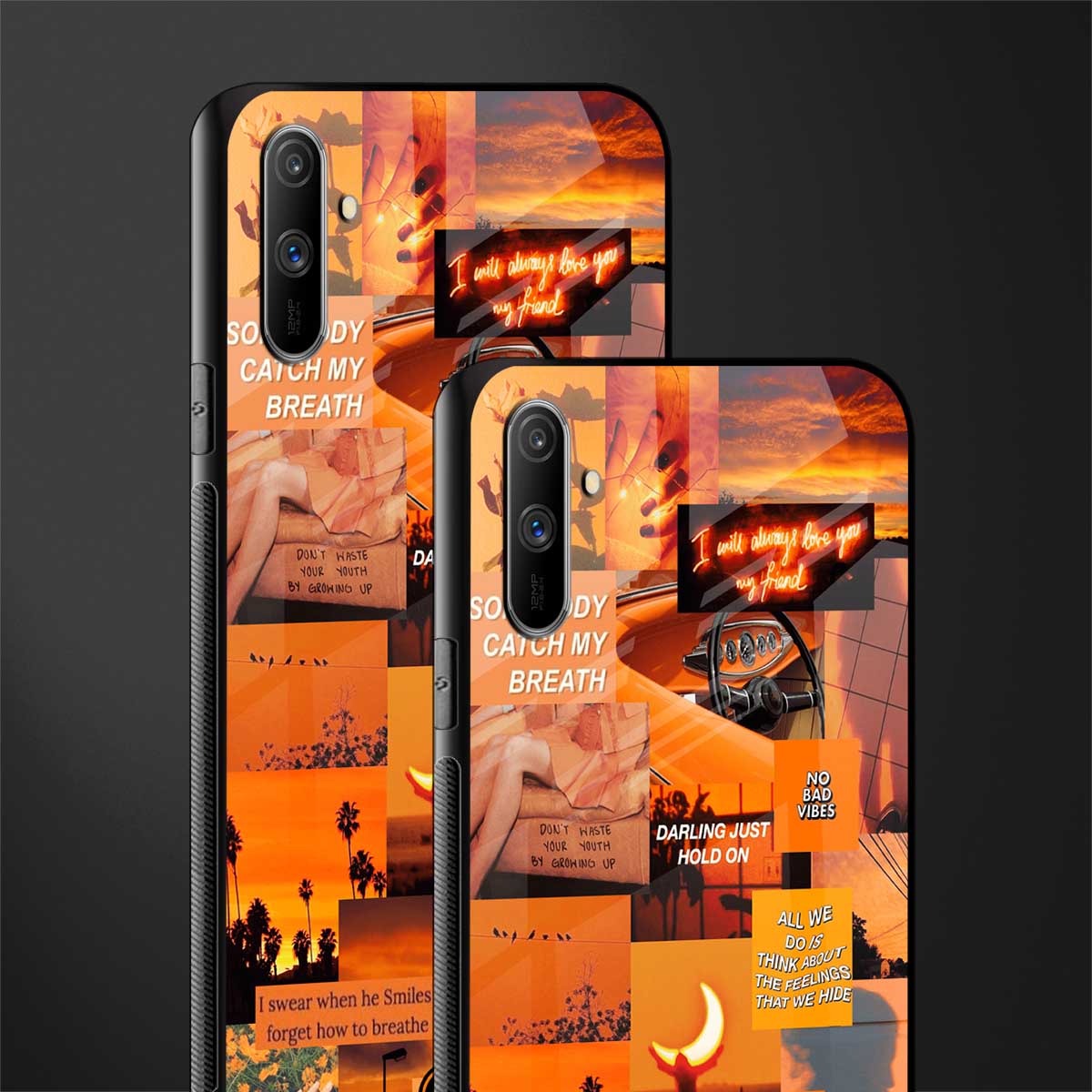 orange aesthetic glass case for realme c3 image-2