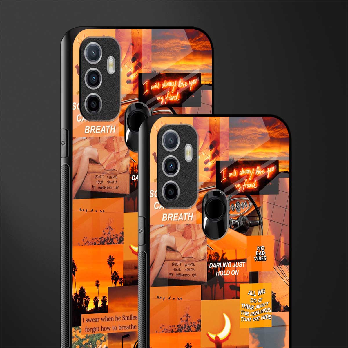 orange aesthetic glass case for oppo a53 image-2